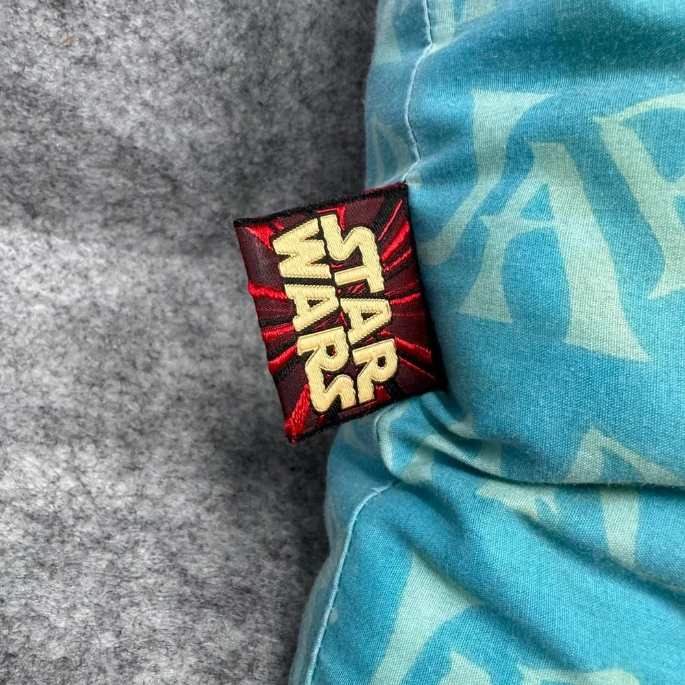 Vintage 90s Star Wars Jar Jar Binks Throw Pillow Bedding Blue Handmade
